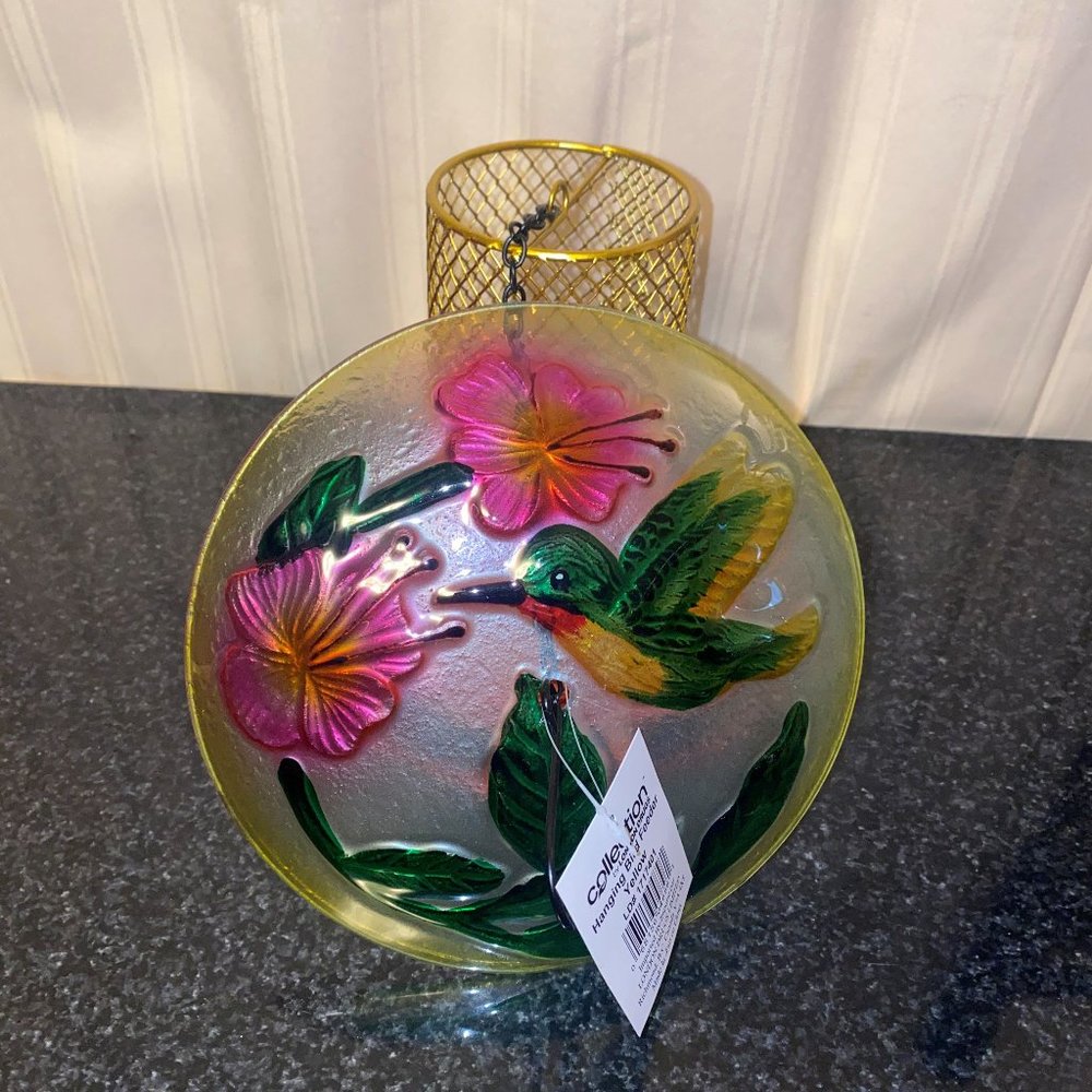 NEW Glass Hummingbird Birdfeeder